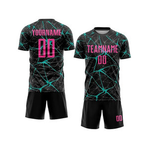 Camiseta de Fútbol Sublimada Personalizada, Cuello en V Azul, Manga Corta, Absorbe la Humedad, 100% Poliéster, Nombre del Equipo Impreso para Hombre - Product Image 5
