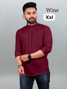 Wedding Party Causal Wear Cotton Men Kurta Hand Drawn Printing for All Sizes New <b>Presenting</b> Fashionable Trend Light Weight - Product Image 5