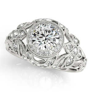 Anillo de Compromiso de Oro Blanco de 18k con Diamante de 2.00ct y Halo Floral Estilo Edwardiano, Elegante Anillo con Diamante de 2.00ct - Product Image 3