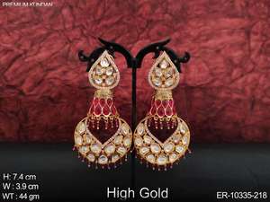 Conjuntos de joyería de kundan, joyería India, de diseño pulido de oro alto, ropa de fiesta de forma redonda, hermoso diseño de lujo, pendientes Kundan - Product Image 2