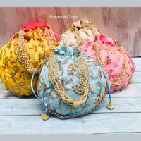 Brodé Zari travail poignet sac à main pour mariage Potli sac retour cadeaux pour femmes fil ethnique brodé femmes sacs à main