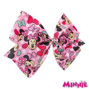 En gros, Grand nœud à cheveux imprimé Minnie Junior pour filles, avec pince crocodile, personnages préférés, pour 3 ans et plus - Product Image 1