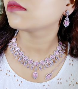 Trending American Diamond Sparkling <b>Necklace</b> <b>Set</b> With Matching <b>Earrings</b> Jewellery For Women All Function <b>And</b> Party - Product Image 1