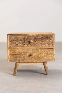 Mesita de noche Flora hecha de madera de caoba de alta calidad con acabado natural para muebles de dormitorio. - Product Image 2