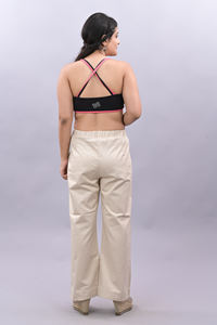 กางเกงขาตรงผ้าฝ้ายลำลองของผู้หญิงกางเกงฮาเร็มสีพื้นแบบเรียบทำด้วยมือทรงหลวมขนาดพิเศษขายส่ง - Product Image 5