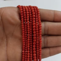 Vente chaude Naturel Italien Corail Lisse Perles Rondes 3.5mm- 4 mm Brin Lâche Rond Corail Gemme Original Miné Coraux Italiens