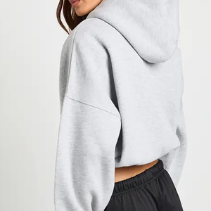 Fournisseur en gros de sweats à capuche pour femmes, couleur unie, fermeture éclair, manches longues, logo personnalisable - Product Image 5