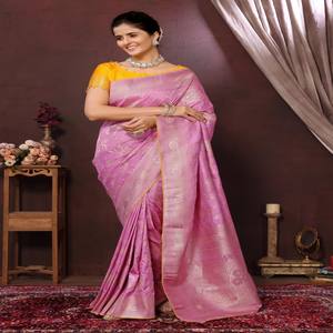 Sari tradicional indio pesado Zari en seda Dola rica con hermosos colores - Product Image 2