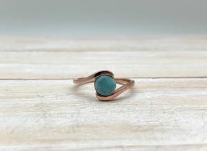 Bague de fiançailles et de mariage en argent sterling 925 plaqué rhodium, style bohème, avec pierre précieuse larimar, pour femmes, cadeau certifié, fête - Product Image 4