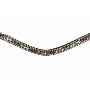 Excellente qualité 3 rangées de cristaux multicolores strass chaîne diamante forme incurvée profonde cuir cheval front bande pour bride - Product Image 4