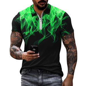 Venta al por mayor personalizado 100% poliéster hombres para Polo estilo de moda llama patrón cruzado transpirable tejido de punto precio - Product Image 1