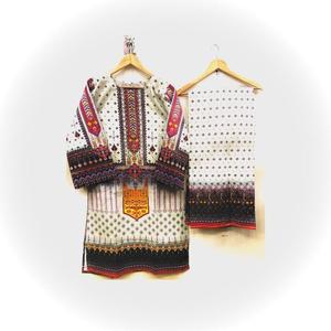 Conjunto de ropa de invierno pakistaní indio de 2 piezas de talla grande para mujer de alta calidad, algodón bordado listo para usar, Kurta Natural ODM - Product Image 3