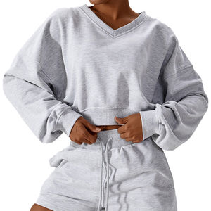 Ensemble deux pièces d'hiver pour femmes, vêtements, logo personnalisé, tenues, shorts, sweat-shirt, ensemble deux pièces pour femmes, ensembles décontractés pour femmes - Product Image 2