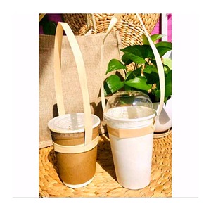 Porte-gobelet jetable en bambou du Vietnam avec poignée en rotin jonc de mer à emporter pour emballage de bouteille-pour cadeaux - Product Image 2