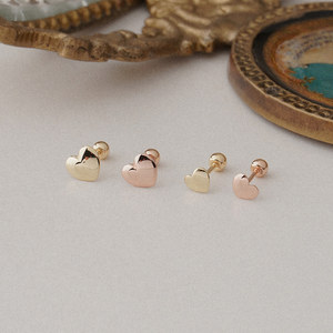 Orecchini Piercing da donna in oro 14k Fine alla moda con cuore rotondo 2 taglie Piercing gioielli di base ogni giorno all'ingrosso da K-Jewelry - Product Image 6