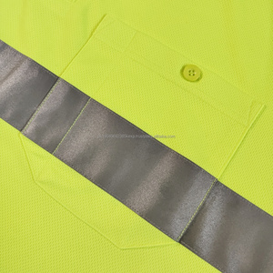T-shirt de travail en polyester à manches longues jaune Polo Vêtements de travail réfléchissants de sécurité Chemises pour hommes - Product Image 6