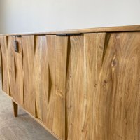 Buffet en bois d'acacia LISBOA, style ethnique moderne, meuble de rangement artisanal en bois massif, hauteur réglable, buffet de salle à manger, armoire d'appoint
