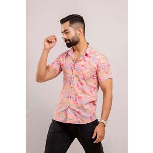 Chemise décontractée en coton pour homme, imprimé floral rose, manches courtes, respirante, en popeline tissée satinée, tailles XL à 6XL, style occidental - Product Image 6