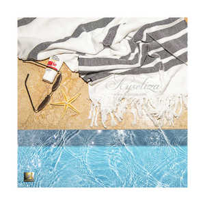 Venta al por mayor de fábrica ligero de secado rápido suave algodón turco Fouta Peshtemal Toalla de playa OEM logotipo personalizado para uso en centros turísticos - Product Image 5