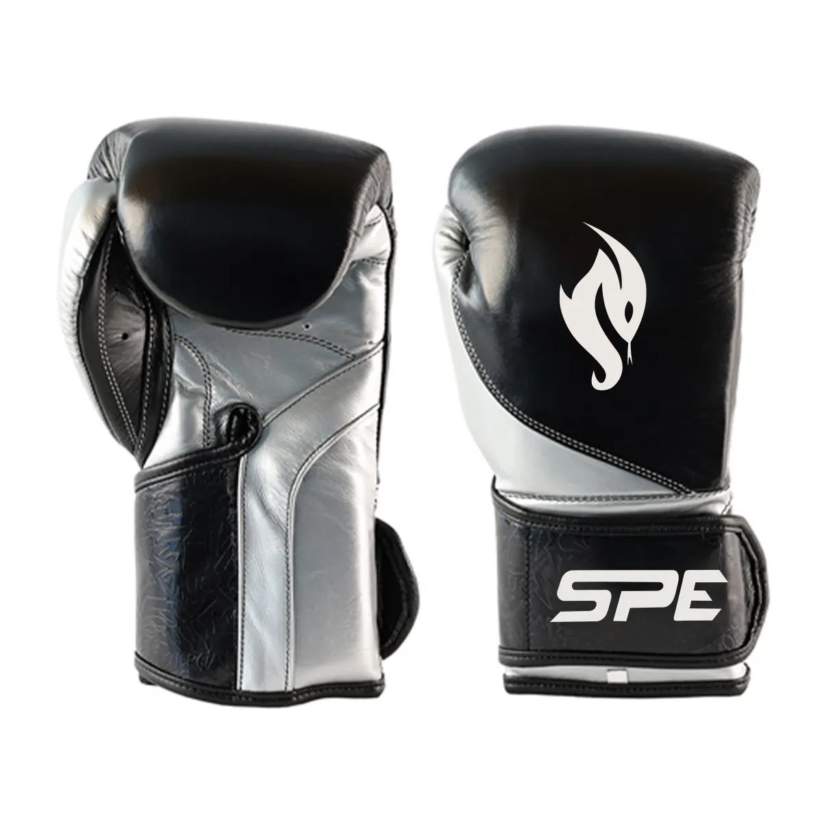Luvas de boxe mistura de couro de luta com suporte de pulso, cor preta cinza, atacado, personalizado oem