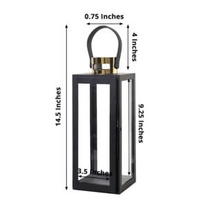 High Quality <b>Black</b> Gold Metal & Glass Dual Tone Modern Handmade <b>Candle</b> Lanterns 3 Sizes Home & Garden Decor - Product Image 6