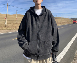 Sudaderas con capucha para hombre, Jersey estampado desgastado, venta al por mayor, ropa deportiva Vintage para correr, Sudadera con capucha desgastada ligera para hombre - Product Image 2