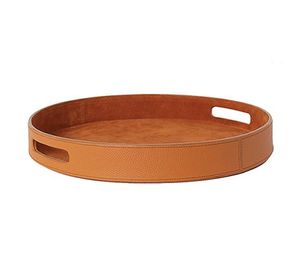 Complete Leather Handmade Dishwasher Safe Eco-Friendly Modern <b>Rounded</b> <b>Serving</b> <b>Trays</b> for Indoor Decor & Festive Parties - Product Image 1