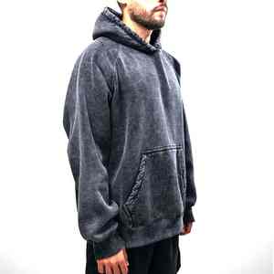 Sudadera con textura retro, lavado ácido, desteñida, cálida, de forro polar, cómoda, estilo moderno y urbano para invierno - Product Image 2