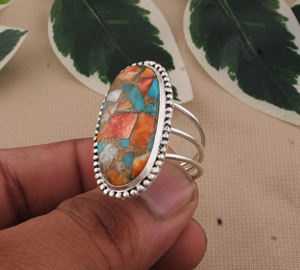 925 Sterling Silver Starling <b>Ring</b> with Bezel Setting <b>Turquoise</b> Gemstone Vintage Style Wedding & Party Gift for Women - Product Image 3