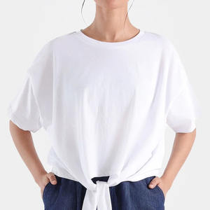 Ropa de calle para mujer, camisetas de verano, algodón 100%, tejido orgánico personalizado, secado rápido, transpirable, ajuste holgado, venta al por mayor - Product Image 1