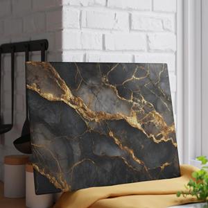 Planche à découper noire moderne de designer avec accent doré pour des plateaux de service élégants, décoration intérieure et utilisation spéciale comme cadeau en provenance d'Inde - Product Image 3