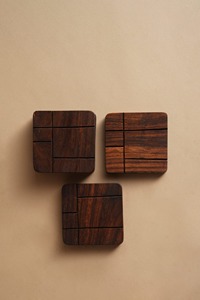 Rustic Acacia Wood Coasters Durable Stylish Eco-Friendly <b>Protects</b> <b>Furniture</b> Set of 6 Ideal for Coffee Tea Drinks - Product Image 3