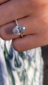 Anillo de compromiso de diamante de corte ovalado cultivado en laboratorio, Plata de Ley 925, certificado GI, anillo de regalo de racimo Vintage lujoso para mujer - Product Image 6