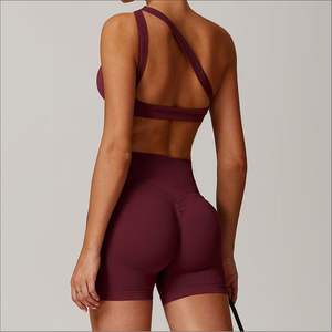 Sujetador deportivo de un hombro sin costuras de alta calidad para mujer, logotipo personalizado, entrenamiento de gimnasio, sujetador alto para impacto, ropa de Fitness de moda - Product Image 6