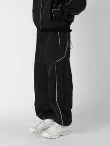 Custom Logo Winter Hooded Windbreaker Tracksuit <b>Zip</b>-<b>Up</b> <b>Jacket</b> Jogger Set Color Block Nylon Reflective Heavyweight - Product Image 4