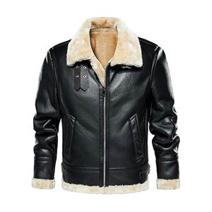 Blouson bombardier vintage en faux cuir pour hommes doublure en fourrure artificielle manteau en cuir d'hiver classique et chaud vêtements d'extérieur aviateur rétro pour hommes - Product Image 4