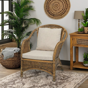 Fauteuil de loisirs ALETA TWISTED en rotin tressé moderne et confortable, fait main en Indonésie, pour salon, hôtel, salle à manger, centre commercial, école - Product Image 3