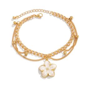 Hot Selling <b>Gold</b> Plated Fashion Oil-drop Flower Pendant Alloy <b>Anklets</b> - Product Image 3