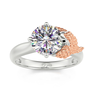 Bague Jeulia Hug Me Bellied Pangolin en argent sterling plaqué rhodium, coupe ronde, design pour amoureux - Product Image 3