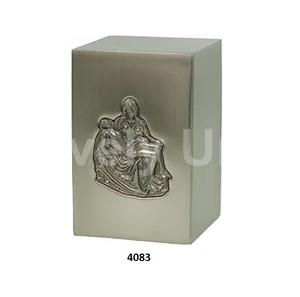 Praying Hands Emblem Bronze Cube Cremation Urn for Human Ashes With Free <b>Velvet</b> <b>Bag</b> - Product Image 4