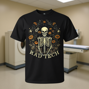 T-shirt Retro Rad Tech Skeleton Floral Radiology Technologist X-Ray - Product Image 3