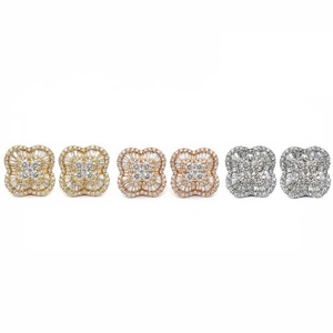 Boucles d'oreilles modernes sur mesure en or blanc massif 18 carats avec diamants naturels ronds et baguette pour femme – Cadeau tendance - Product Image 4