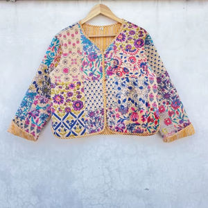 Blouson Bomber en Coton Patchwork Vintage Fait Main, Style Bohème Réversible Respirant Unisexe Automne Hiver Nouveau Style - Product Image 1