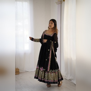 Elegant Embroidered Sequence Designer Anarkali <b>Three</b> Piece Set Heavy Georgette Luxury Gown Wedding Sponsor - Product Image 5