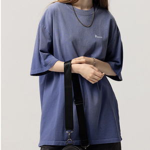 T-shirt pour femme en coton lourd 280G, délavé à l'acide, coupe ample, style streetwear, avec motif de lettres, OEM - Product Image 1