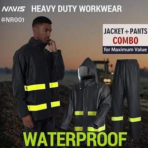 Ensemble de vêtements de travail PRO unisexe 3 pièces imperméable coupe-vent respirant veste de pluie pantalon - Léger écologique design décontracté à capuche - Product Image 3