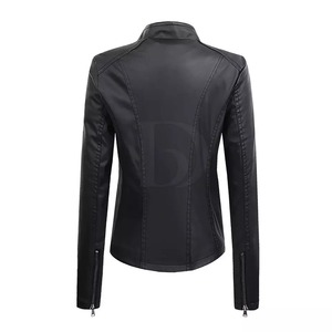 Chaqueta de cuero genuino de invierno 2023 para mujer, cuello levantado, cremallera, relleno de algodón teñido largo liso a la moda, talla XL, punto sólido - Product Image 6