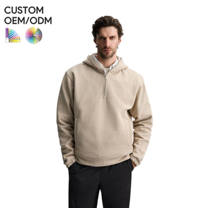 Sweat-shirt à capuche oversize imperméable en coton uni pour homme, coupe décontractée, hiver, OEM ODM, logo personnalisé - Product Image 1
