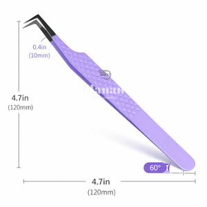 Pince à cils légère violette à pointe en L, outil d'extension de cils, manche antidérapant, outil pour volume de cils - Product Image 5
