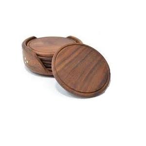 ที่รองแก้วไม้สำหรับชงชาไม้วอลนัททรงกลมพิมพ์ลายเสื่อและแผ่นรองสำหรับชงชาในบ้านและตอนเย็นของดีไซน์เนอร์แฮนด์เมด - Product Image 4